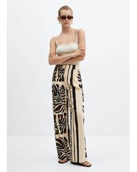 Mango - Printed Cotton Trousers - Lyst