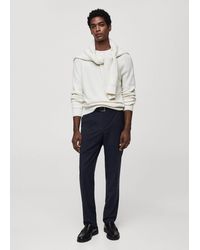 Mango - Cold Wool Trousers With Pleat Detail Dark - Lyst