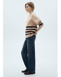 Mango - Pull-Over Rayures Col Montant Écru - Lyst