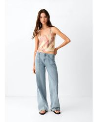 MANGO TEEN - Wide Leg Stitched Jeans - Lyst