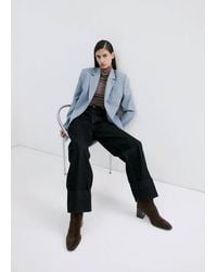 Mango - Rauleder-Stiefelette Mit Blockabsatz - Lyst