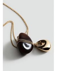 Mango - Collier À Double Pendentif Or - Lyst