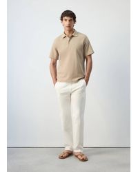 Mango - Textured Cotton Blend Polo - Lyst