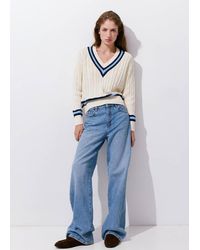 Mango - Braided Knitted Sweater - Lyst