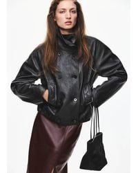 Mango - Borsa Da Spalla Pelle Pelliccia Nero - Lyst