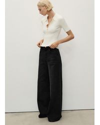 Mango - Jean Large Taille Haute Denim - Lyst