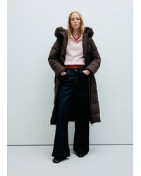 Mango - Padded Anorak With Faux-Fur Hood - Lyst