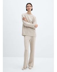 Mango - Cotton-linen Knitted Trousers - Lyst