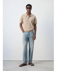 Mango - Fine Knit Cotton Blend Polo - Lyst
