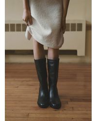 Mango - Knee-High Leather Boots - Lyst