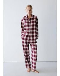 Mango - Plaid Flannel Pajama Shirt - Lyst