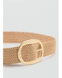 Mango - Natural Fibre Belt With Oval Buckle - Lyst