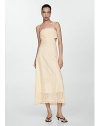 Mango - Embroidered Dress With Side Slits - Lyst