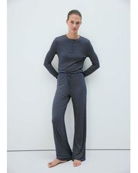 Mango - Striped Pyjama Trousers With Adjustable Waistband - Lyst