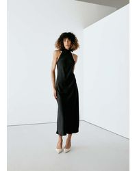 Mango - Satin Halter Neck Dress - Lyst