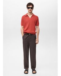 Mango - 100% Cotton Ribbed Structured Polo Shirt - Lyst