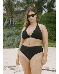 Mango - Textured Bikini Top With Decorative Ring - Lyst