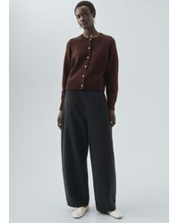 Mango - Cardigan Lana Maglia Spessa Cioccolato - Lyst