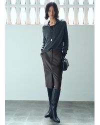 Mango - Leather-Effect Pencil Skirt - Lyst