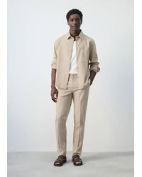 Mango - Cotton Linen Slim Fit Striped Trousers - Lyst