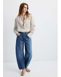 Mango - High-Waisted Barrel Jeans - Lyst