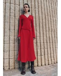 Mango - Belted V-Neck Dress - Lyst