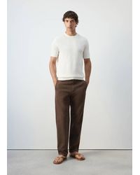Mango - 100% Cotton Textured Knit T-Shirt - Lyst
