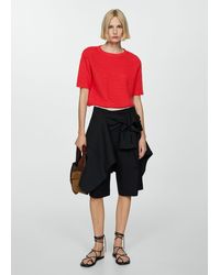 Mango - Knitted Sweater With Openwork Details Coral - Lyst