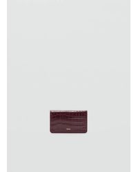 Mango - Small Shiny Croc-Effect Wallet - Lyst