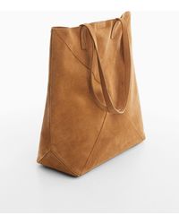 Mango - Leather Shopper Bag Medium - Lyst