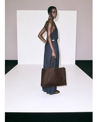 Mango - Borsa Tote Fibra Naturale Cioccolato - Lyst
