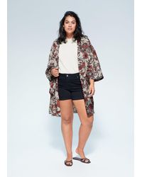 Violeta by Mango Kaftan Met Bloemetjesprint - Zwart