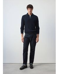 Mango - Fine-Knit 100% Cotton Ribbed Zip-Up Jumper - Lyst