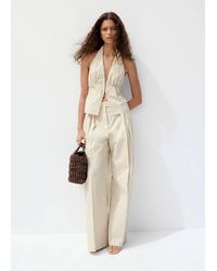Mango - Pinstripe Wide Leg Trousers - Lyst