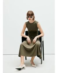 Mango - Fluid Knit Dress With Gathered Detail - Lyst