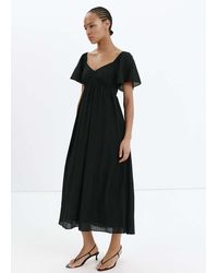 Mango - Textured Dress With Gathered Detail - Lyst