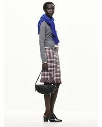 Mango - Midi Tweed Checked Skirt With Fringed Detail - Lyst