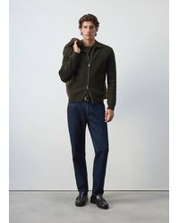 Mango - Ribbed Wool And Cotton Blend Cardigan - Lyst