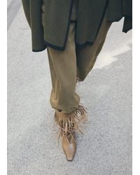 Mango - Leather Ankle Boot With Fringe Heel - Lyst