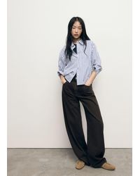 Mango - Striped Cropped Shirt - Lyst