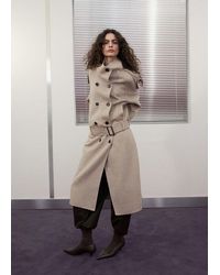 Mango - Wool Coat, Funnel Neck With Belt - Lyst