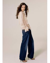 Mango - Jean Balloon Taille Basse Bleu Foncé - Lyst