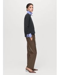 Mango - Faux-Leather Trousers With Elastic Waist - Lyst