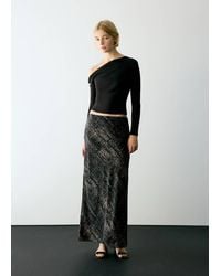 MANGO TEEN - Long Skirt With Metallic Print - Lyst