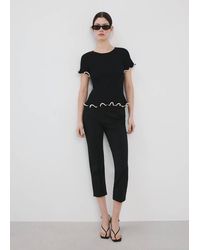 Mango - Peplum-Pullover Mit Kontrastierenden Paspeln - Lyst