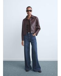 Mango - High-Waisted Wide-Leg Jeans - Lyst