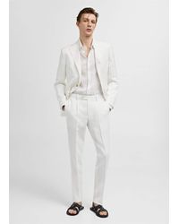 Mango - Slim Fit Cotton And Linen Suit Pants - Lyst