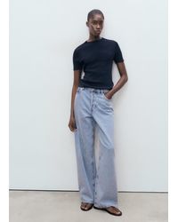 Mango - Short-Sleeved Fine-Knit Sweater - Lyst