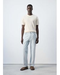 Mango - Fine Knit Cotton Blend T-Shirt - Lyst