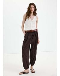 Mango - Openwork Knit V-Neck Gilet - Lyst
